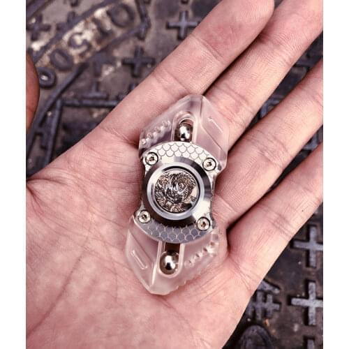 Two-Leaf Python Fidget Spinner Stainless Steel Transparent Dragon Zirconium Scrub Hand Spinner EDC Adult ADHD Anti-Stress Toy