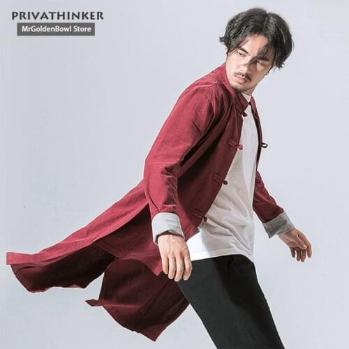 SiMrGoldenBowl Store Men Long Length Jacket Men Trench 2017 Cotton Linen Fabric Male Vintage Jacket Coat Windbreaker Size Plus