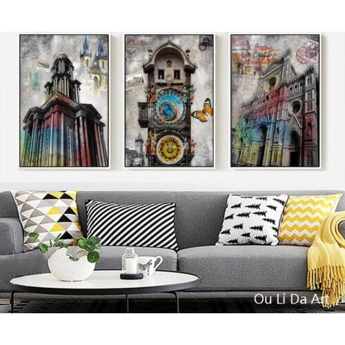 European and American architectural to restore ancien art prints poster canvas printings oil painting printed on canvas pictures