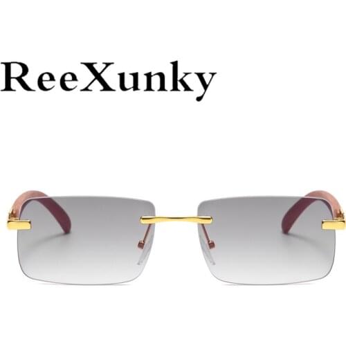 Vintage Steampunk Small Square Mens Sunglasses 2021 Fashion Rimless Gradient Sun Glasses For Women Retro Shades Oculos UV400