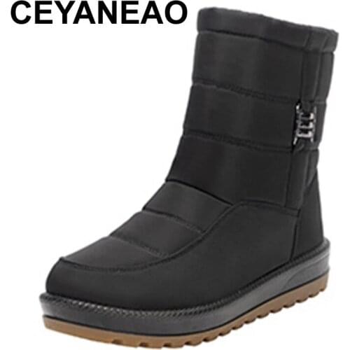 CEYANEAO Womens Winter Boots Female Plus velvet waterproof Non-slip Ankle Boots Ladies Snow Boots Mother Casual Shoes Plus Size