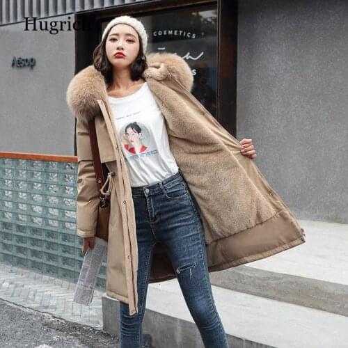 Women New Cotton Winter Coat Fashion Adjustable Waist Medium Long Hooded Wool Collar and Plush Cotton Jacket Down Cotton Jacket
