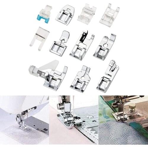 Sewing Machine Universal Durable Zinc Alloy Feet 11pcs Presser Foot for Brother Singer Janome Toyota Low Shank