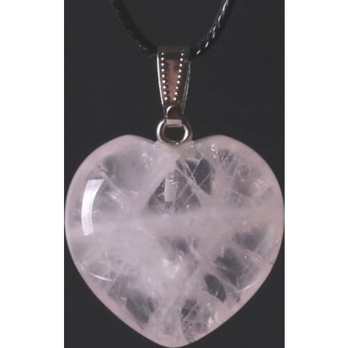 12pcs/lot Lovely Forever Love Heart 29*30 Natural Stone Roses Quartz Flawless Quality Pendants Pendulum for Necklace Making Free
