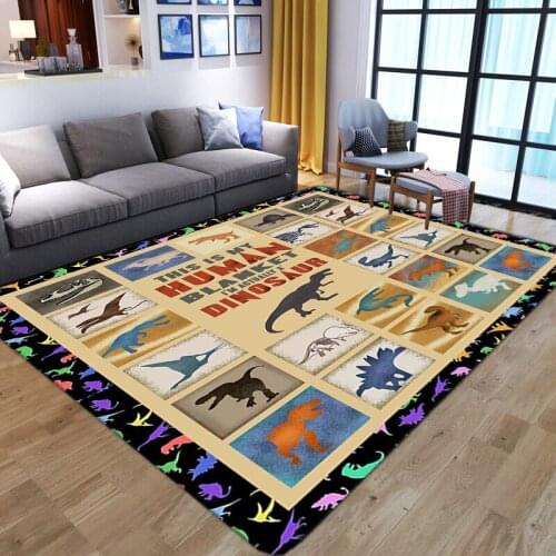 3D Dinosaur Printed Carpet Cartoon Baby Bedroom Gamer Floor Rug Kids Room Play Mat Soft Flannel Memory Foam Child Game Area Rugs