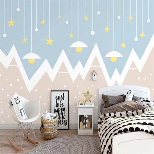Milofi custom 3D wallpaper mural geometric mountain peak starry sky childrens room living room bedroom background wall decorati