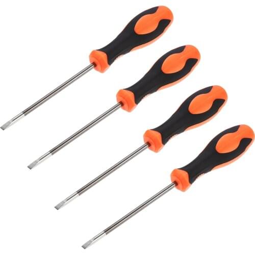 Uxcell 4 Pcs 5.5mm Slotted Magnetic Screwdriver 5" Round Shaft Non Slip Black+Orange Handle