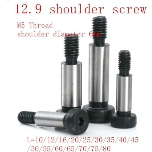 5pcs M5 shoulder 6mm 12.9 Grade Alloy Steel Hexagon Socket Head Bearings Shoulder Screw Bolt length 10mm-80mm