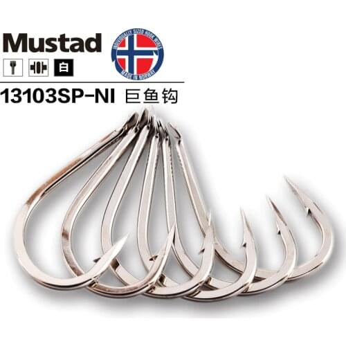 5 Packs Mustad 13103 Large Barbed Hook Diamond Hook Tip Flat Big Fish Sea Angling Carbon Steel Hooks Ocean Fishing Accessories