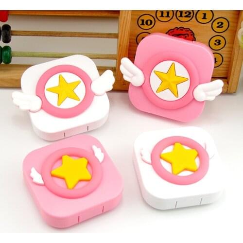 High Quality Star Space Black with Mirror Contact Lens Case for Women Kit Holder Portable Contact Lenses Box