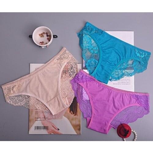 Colorful Womens Sexy lace Thongs G-string Underwear Panties Briefs For Ladies T-back lingerie 3pcs/Lot ah74