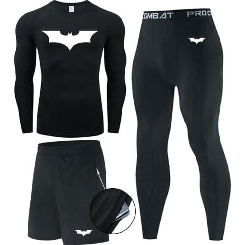 Men Running Sports Suit MMA Rashgard Male Fast Drying Sportswear Compression Clothing Fitness Training Kit Thermal Underwear