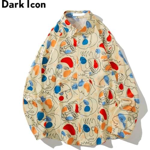 Dark Icon 3D Full Printing Hawaiian Shirts Autumn Mens Shirt Long Sleeve Man Clothing