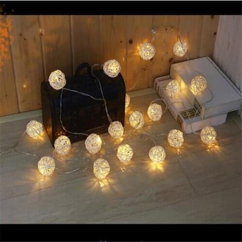 5M 28LED Rattan Ball String Fairy Lights Thai Ball Light String Wedding Decoration Party Favors Valentines Day Decor