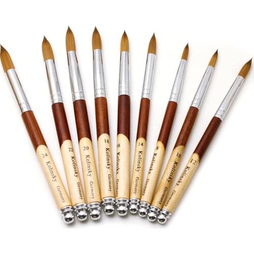 30% Good Kolinsky Acrylic Nail Art Brush UV Gel Polish Carving Pen Brush Liquid Powder Minh Hair Drawing Pen Wood Handle