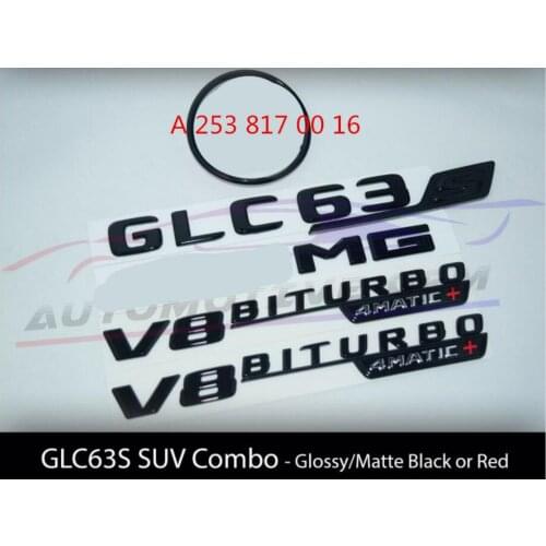 GLC63S SUV for AMG V8 BITURBO 4MATIC+ Rear Star Emblem Black Combo Set for Mercedes X253 A 253 817 00 16
