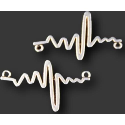 8pcs Silver Color ECG charm necklace Bracelets DIY fashion jewelry alloy connector A459 35X21mm