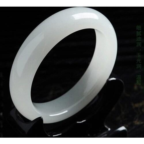 White cuff calcite jade BEAUTIFUL sweet women charm bangle bracelet luck