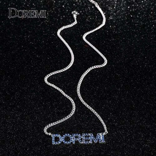 DOREMI Crystal Custom Name Necklaces with 5Colors Zircon Pendant Letters Necklace Custom Jewelry Numbers Personalized Pendant