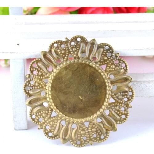 MIAOCHI 5Pcs Antique Bronze Filigree Cabochon Setting Wraps Connectors Decoration DIY Embellishments Findings 49mm F0423