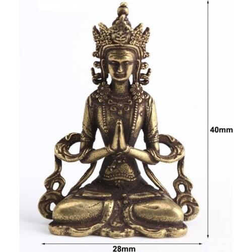 Mini Solid Copper Buddha Statue Ornament Miniature Figurines Home Office Decor 28*13*40mm