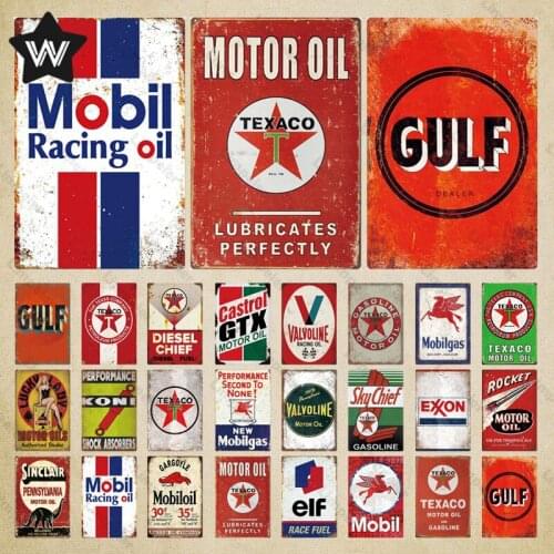 Motor Oil Metal Plate Metal Sign Gulf Vintage Metal Tin Sign Lucky Lady Tin Plate Wall Sticker Retro Metal Poster for Decoration
