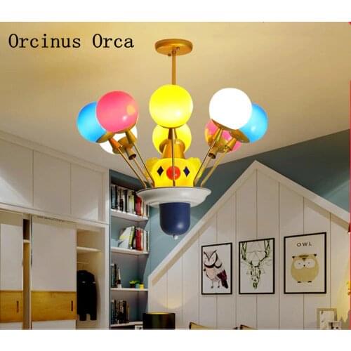 Cartoon creative clown chandelier boys girls bedroom childrens room lamp modern personality LED balloon color Chandelier