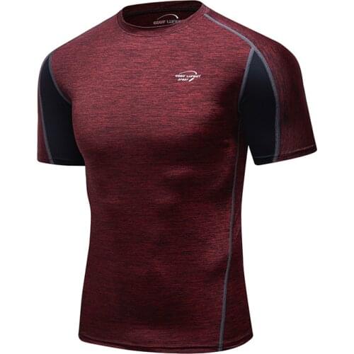 Men Printing Sports Gym Rashguard Cycling Running Fitness Crew Neck T-shirt