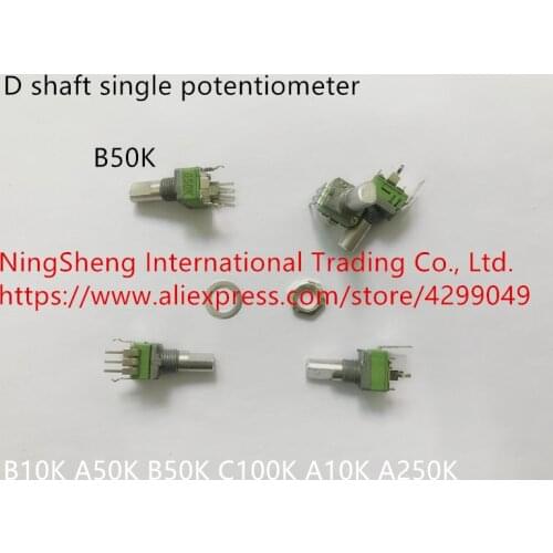 Original new 100% import single B10K A50K B50K C100K A10K A250K D shaft single potentiometer (SWITCH)