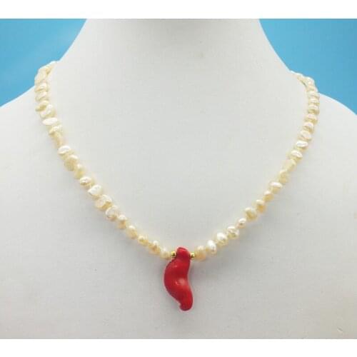 4MM natural pink freshwater pearl necklace 17"