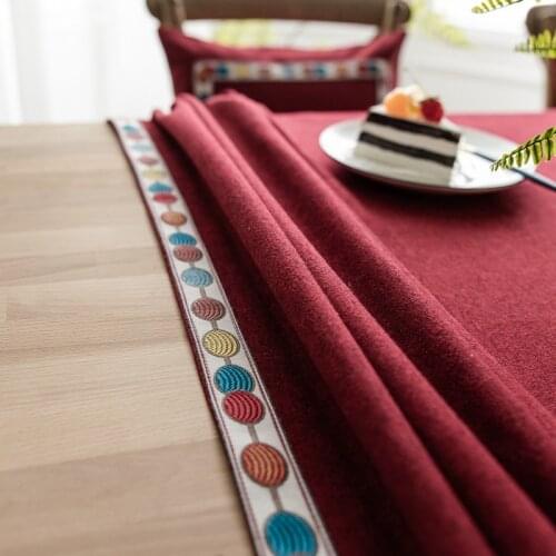 Pastoral fresh plain solid color restaurant tablecloth household square cover cloth fabric ethnic coffee table tablecloth