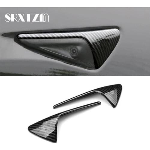 2Pcs ABS Carbon Fiber Car Front Fender Side Air Vent Cover Trim Gills Side Vent Sticker For Tesla Model 3 X S 2017- 2019