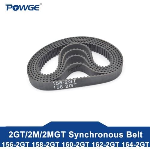 POWGE 2MGT 2M 2GT Synchronous Timing belt Pitch length 156/158/160/162/164 width 6/9mm Teeth 78 79 80 81 82 GT3 in Closed-Loop