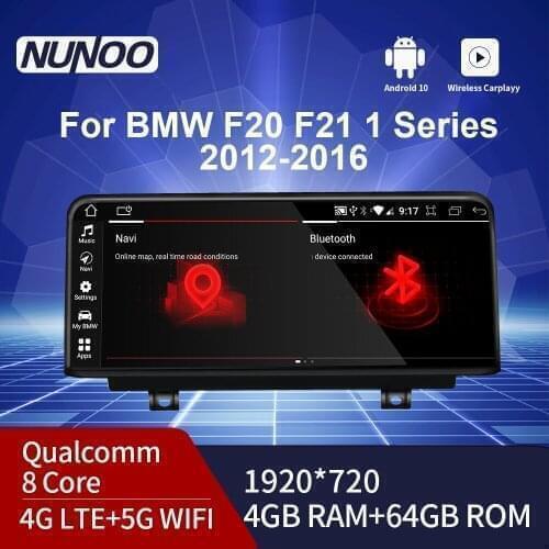 Nunoo 10.25" Qualcomm 8core CPU 4G Ram 64g Rom Car GPS Video Interface Android 10 For BMW F20 F21 Touch Screen