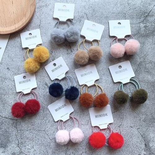 2PCS New Cute Hairball Princess Headwear Kids Elastic Hair Bands Children Ropes Girls Accessories Baby Headdress