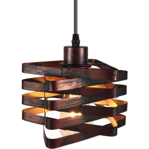 Rusty Cage Iron Pendant Lights Bedroom American Loft Living Room Industrial Balcony Staircase Warehouse Hanging Lamps Lighting
