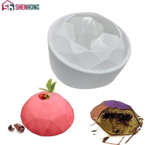 SHENHONG 1 Piece Diamond Cake Mold 3D Mousse Cake Moulds For Ice Creams Chocolates Pan Bakeware Geometric shapes Moule