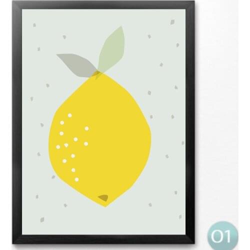 Nordic Minimalist Cartoon Fruits Art Canvas Painting Prints Posters Wall Pictures For Kids Bedroom Home Decor No Frame