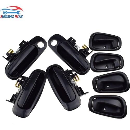 SMILING WAY# Black Outside & Inside Door Handle 8pcs For Toyota Corolla, Chevrolet Prizm 1998-2002, Front Rear left Right