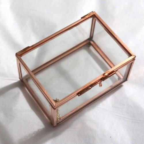 Modern Glass Metal Cuboid Geometric Terrarium Succulent Plants Planter Container Jewelry Holder Gift Favor Copper