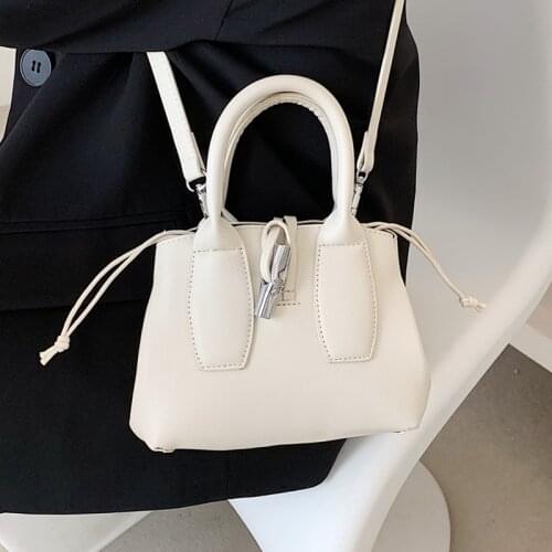 White Top Handle Bags for Women Luxury Designer Handbag Pu Leather Shoulder Crossbody Bags Solid Color Female Messenger Hand Bag