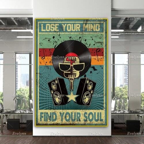 Lose Your Mind To Find Your Soul Vintage Poster 90S Music Vinyl Records Vintage Disco Music Home Decor Canvas Wall Art Prints