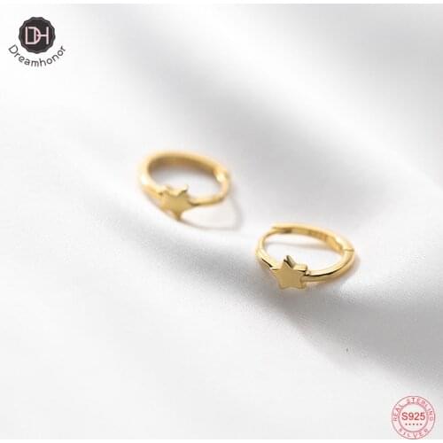 Dreamhonor Fashion Simple Glossy Star Shape Clip Earrings For Girls Gifts 925 Sterling Silver Jewelry