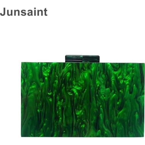 Stylish New Pearlscent Green Acrylic Clutch Purse Elegant Women Solid Evening Bags Chic Casual Party Prom Dinner Chains Handbags