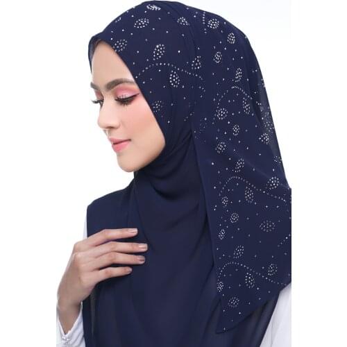 WOMEN SOLIDER COLOR HIJABS SHAWLS SCARF Rhinestones Leaf Hijabs