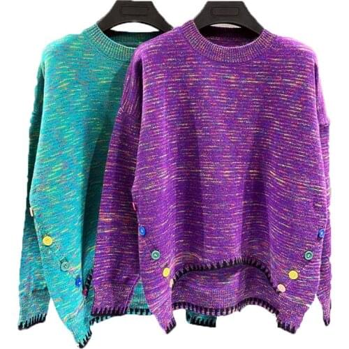 Green Purple Loose Female Autumn Clothes Korean Knitted For WomenS Pullovers 2021 Winter Sweater Clothes Top A6599