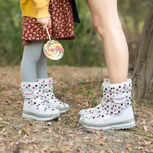 Winter childrens shoes parent-child waterproof non-slip shoes warm in the tube boots snow boots girls cotton boots