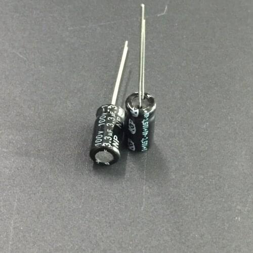 10pcs/100pcs 3.3uF 100V KT NP 6x12mm 100V3.3uF Bipolar Aluminum Electrolytic Capacitor