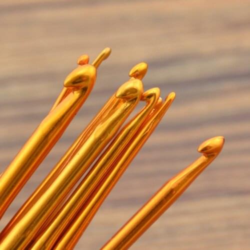 10pcs Metal Handle Crochet Needles Double Head Alumina Crochet Hooks Set For Knitting Needles Weave Sewing Needles Tool 13.5cm