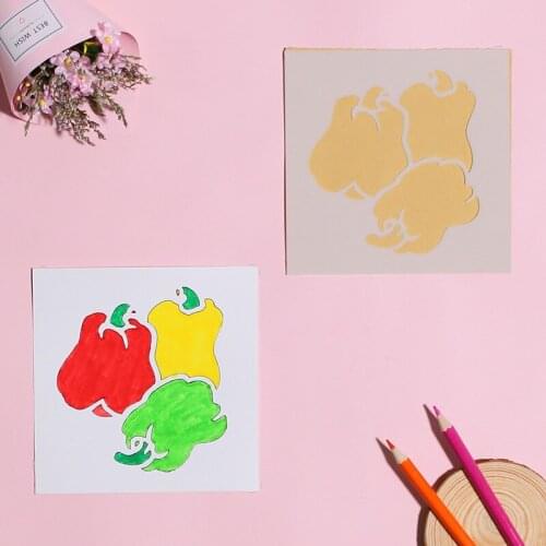 13*13 Green pepper pvc Layering Stencils for DIY Scrapbooking/photo album Decorative Embossing DIY Paper Cards Crafts